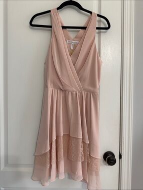 BCBGeneration Dusty Blush Layered Chiffon Dress